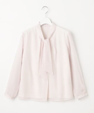 J.PRESS LADIES カチオンストライプ ボウタイ カットソー ピンク系1