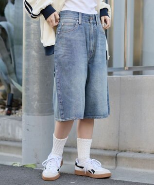 WEGO 【ユニセックス着用ITEM/SMLサイズ展開】スーパーバギーデニムショーツ デニム中濃加工色