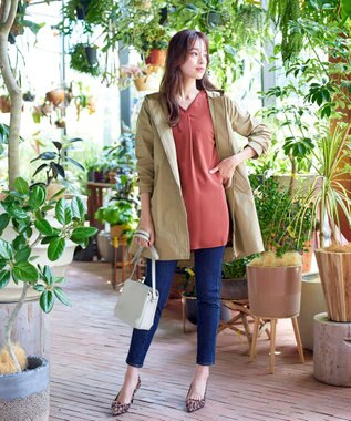 Tiaclasse 【洗える・スマート裏起毛】バックプリーツチュニックブラウス テラコッタ