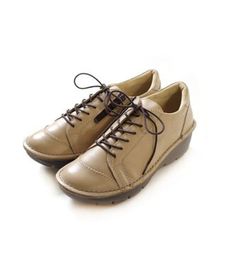Pointer 本革超軽量レースアップスニーカー ベージュ
