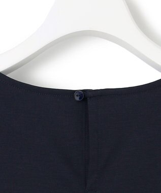 23区 【汗じみ防止加工】スカーフプリントコンビ フレンチスリーブ カットソー ネイビー×ミッドナイトブルー