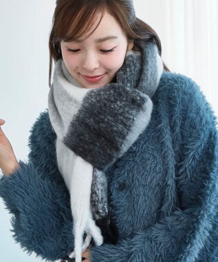 WEGO 【マフラー/ユニセックス着用】ワイドフリンジストール 柄2