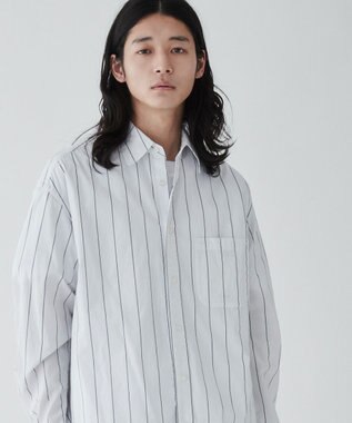 WEGO ストライプロングシャツ ホワイトストライプ