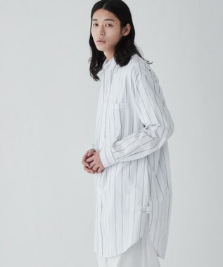 WEGO ストライプロングシャツ ホワイトストライプ