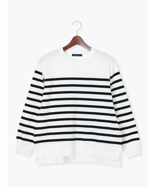 Te chichi ボーダーボックスシルエットプルオーバー ブラック