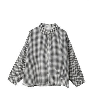 earth music&ecology コットンボイルギャザーシャツ Gingham Check