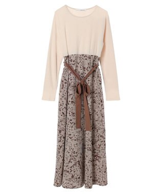 Green Parks ・ＥＬＥＮＣＡＲＥ　ＤＵＥ　リブ×フラワーキリカエワンピ Ivory