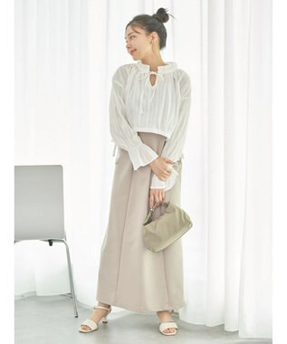 earth music&ecology ＳＥＴ２点ドビーショートブラウス＋キャミワンピース Beige