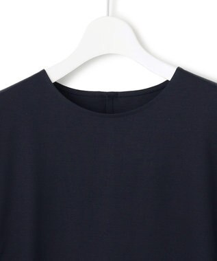 23区 【汗じみ防止加工】スカーフプリントコンビ フレンチスリーブ カットソー ネイビー×ミッドナイトブルー