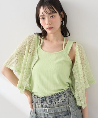 earth music&ecology ＳＥＴ２点レースカーディガン＋レイヤードインナー Mint Green