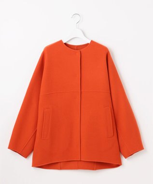 自由区 S 【SHIHOさん着用】ウールリバーノーカラー コート オレンジ