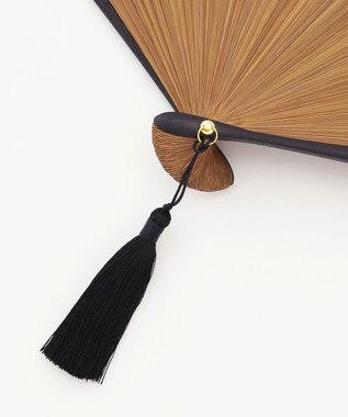 自由区 カラーブロック 扇子 オレンジ