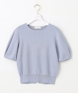 ANY SIS 【洗える】タックスリーブパール調 ニット ライトブルー