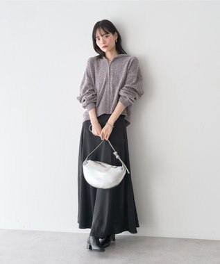 earth music&ecology ベロアフーディージップニットカーディガン Gray