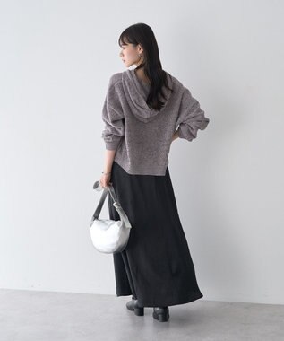 earth music&ecology ベロアフーディージップニットカーディガン Gray