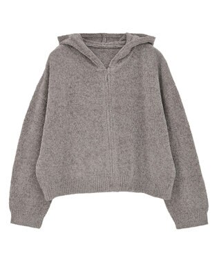 earth music&ecology ベロアフーディージップニットカーディガン Gray