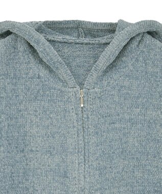 earth music&ecology ベロアフーディージップニットカーディガン Blue