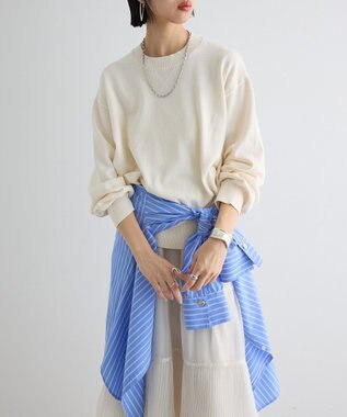 Green Parks スウェットライクニットプルオーバー Off White