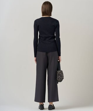 ICB 【洗える】ウールワッシャーツイル ワイドストレートパンツ チャコール系