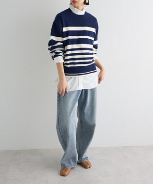 Green Parks スウェットライクニットプルオーバー Navy