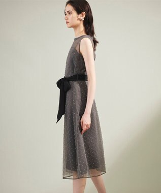 GRACE CONTINENTAL ビーズembドレス チャコール