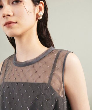 GRACE CONTINENTAL ビーズembドレス チャコール