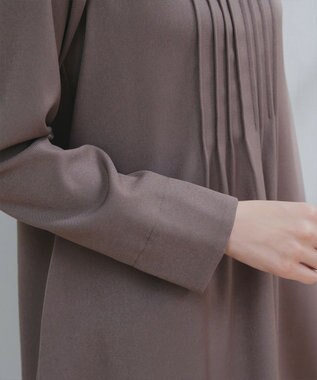 Tiaclasse 【洗える】ピンタックチュニックブラウス モカ