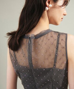 GRACE CONTINENTAL ビーズembドレス チャコール