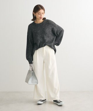 Green Parks スパンコールニットプルオーバー Dark Gray Mixture