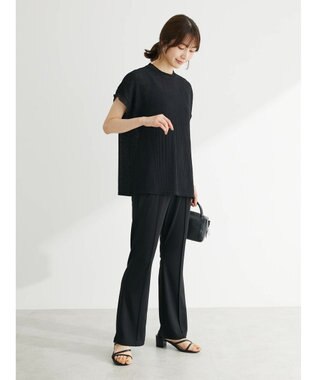 Green Parks プリーツ加工フレンチスリーブカットプルオーバー Black