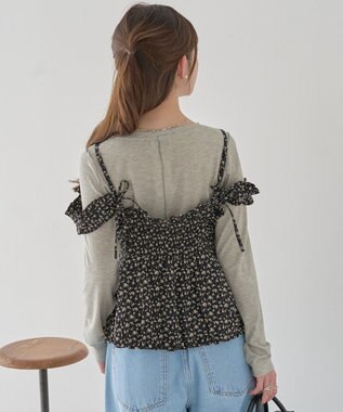 earth music&ecology フラワーペプラムビスチェ Black