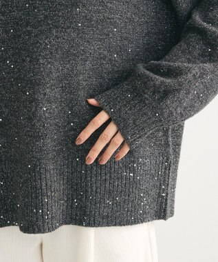 Green Parks スパンコールニットプルオーバー Dark Gray Mixture