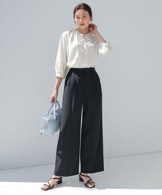 ANY SIS 【ウエストサイズ調整可】アーバンクールタッチ パンツ ブラック