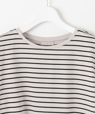 J.PRESS LADIES S 【洗える】パネルボーダー Tシャツ ベージュ×ブラック系