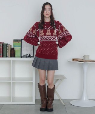 WEGO ノルディックベアニットプルーバー ワイン