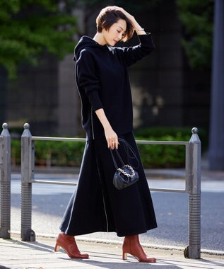 ICB L 【WEB限定カラーあり】ミルドウール ニットスカート ブラック系