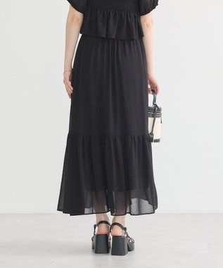 earth music&ecology ＳＥＴ２点フロッキードットブラウス＋スカート Black