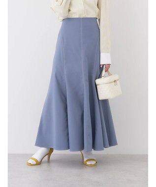 earth music&ecology 配色ステッチパネルフレアスカート Blue