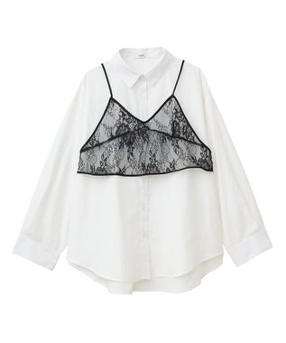 earth music&ecology ＳＥＴ２点レースビスチェ＋シャツ Black