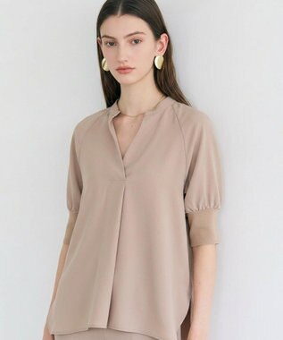 BEIGE， FLEUR / 異素材カフス スタンドカラーブラウス