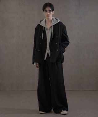 WEGO ショートダブルZIPパーカー ブラック