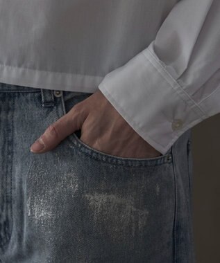 WEGO シルバープリントバギーフレアデニム デニム淡色