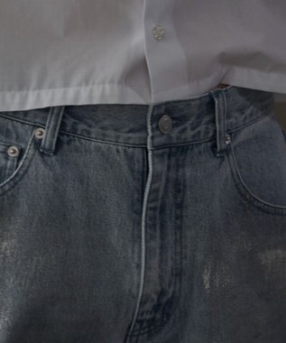 WEGO シルバープリントバギーフレアデニム デニム淡色