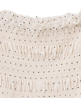 earth music&ecology ＳＥＴ２点フロッキードットブラウス＋スカート Ivory