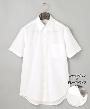 GOTAIRIKU 春夏向け【形態安定】SUMMERPREMIUMPLEATS_スナップダウンカラー 半袖ドレスシャツ(26年モデル) 織柄ドビーストライプ
