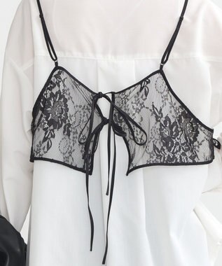 earth music&ecology ＳＥＴ２点レースビスチェ＋シャツ Black