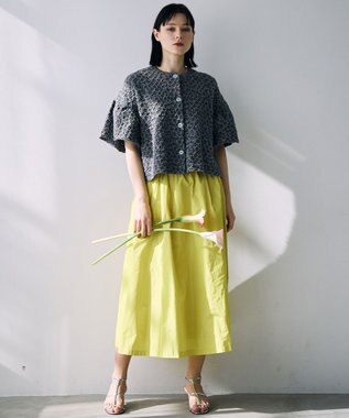 自由区 【カトリエムブーケ】Une forme bosselee ギャザーディテールボタンフロントプルオーバー グレー