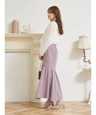 earth music&ecology ギャザー切替マーメイドスカート Grayish Pink