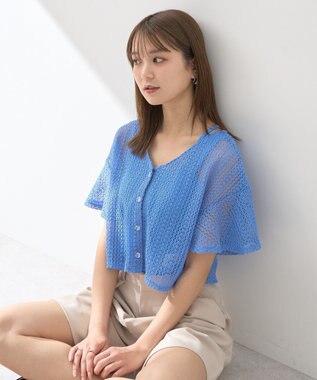 earth music&ecology ＳＥＴ２点レースカーディガン＋レイヤードインナー Blue