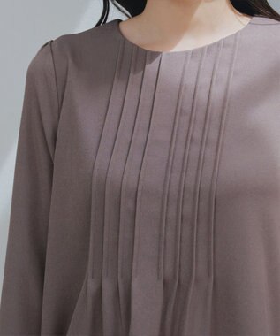 Tiaclasse 【洗える】ピンタックチュニックブラウス モカ